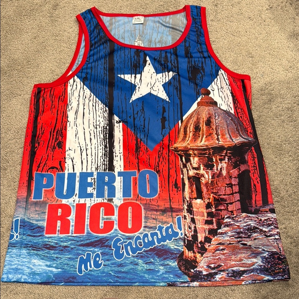 Puerto Rico Themed Men's Tank Top - Red, Blue, White